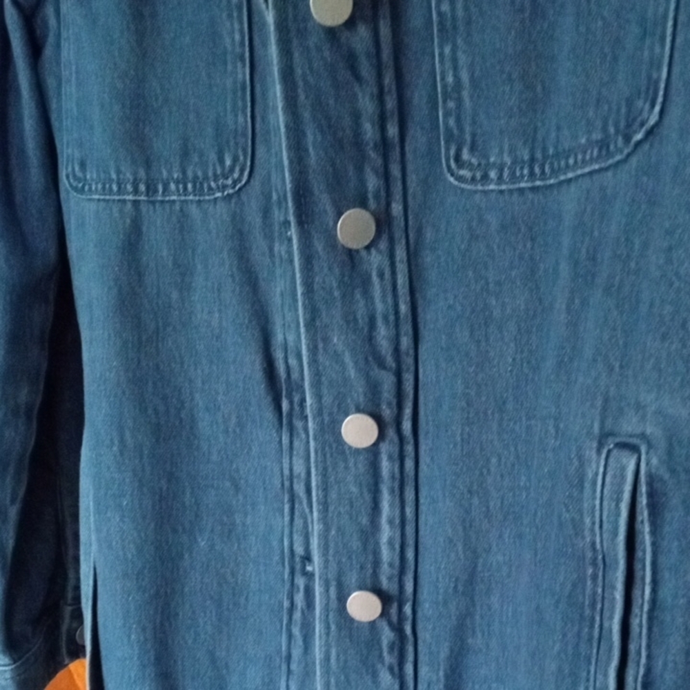 Ann Taylor Weekend Blue Denim Utility Jacket with Belt - Picture 7 of 8